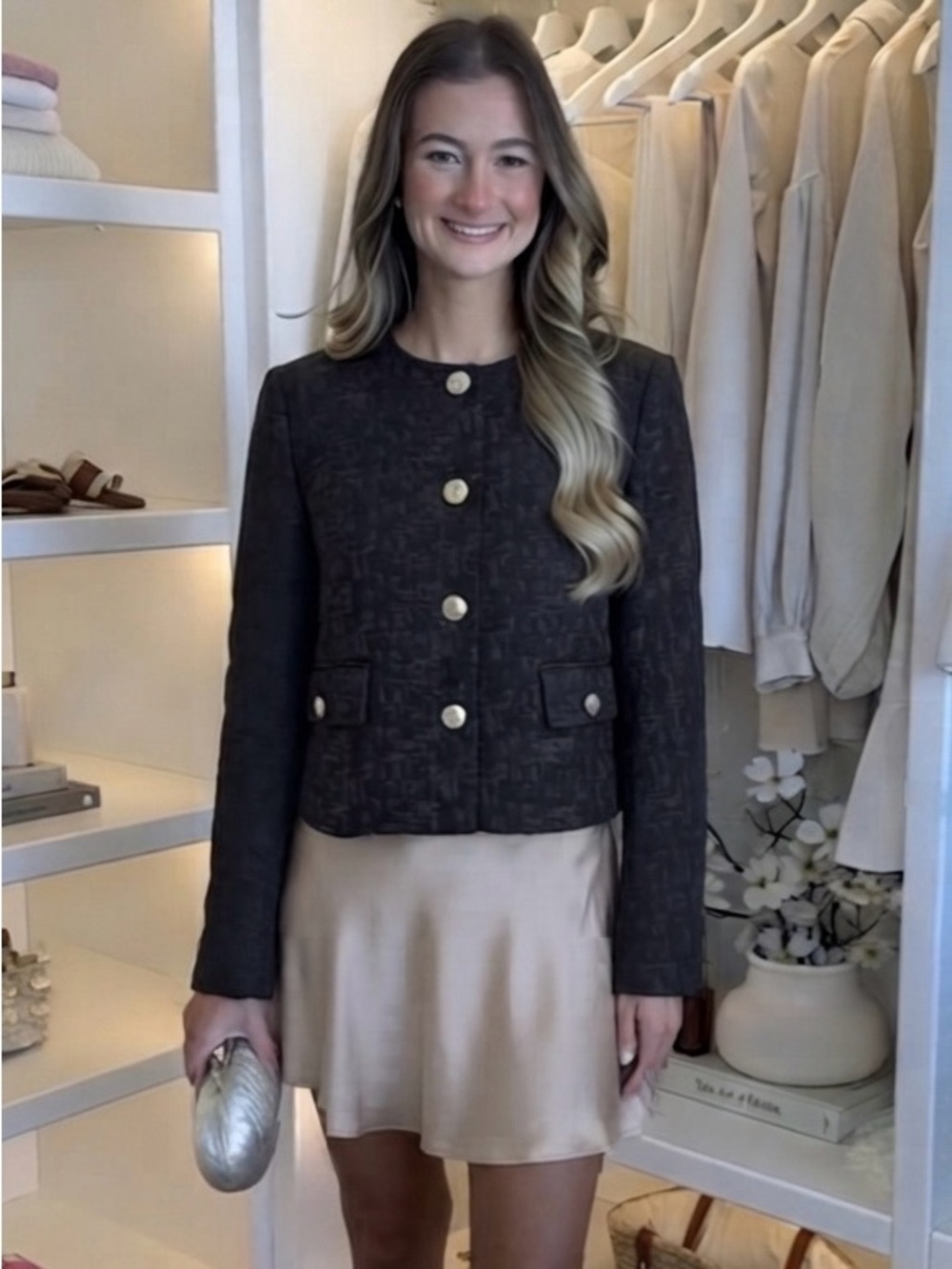 Zara NEW Black Textured  Lady Jacket Size Small Office Siren Staple Proffesional